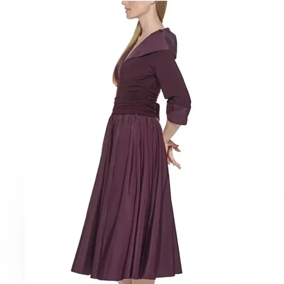 Jessica Howard Mixed-Media Fit & Flare Midi Dress Size 6 - Picture 3 of 15